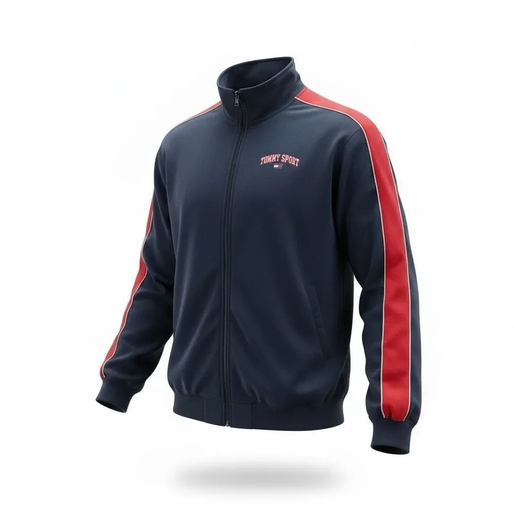Vtg Tommy Hilfiger Tommy Sport Track Jacket Navy Red Y2K XL Full Zip Blokecore